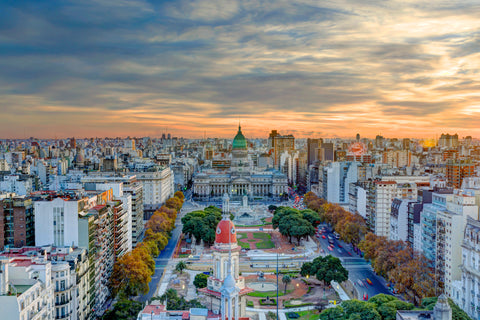 Buenos Aires city view at sunset from the Palacio Barolo