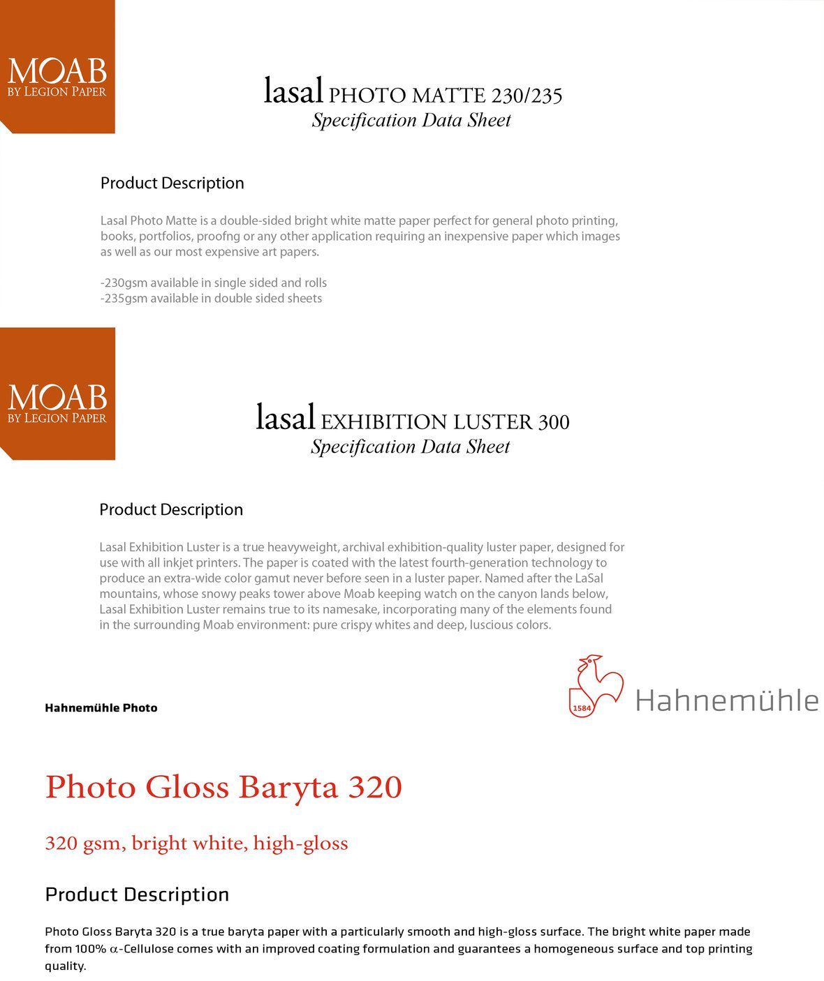 Paper Print Specification