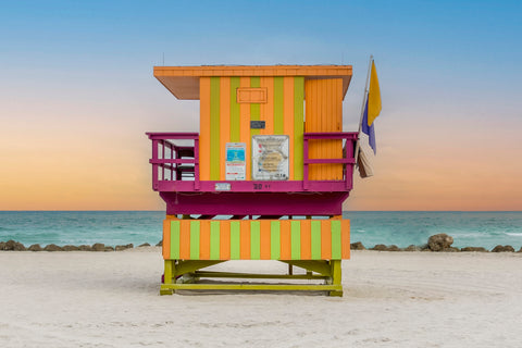 30th St Miami Beach Lifeguard Tower. Framed acrylic photo and unframed photo for sale and free shipping in the USA.