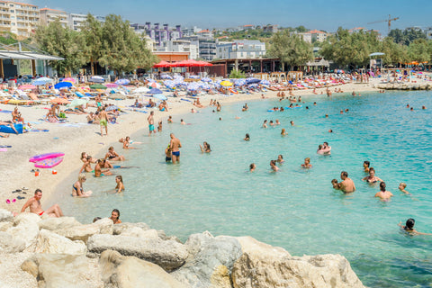 Bacvice Beach in Split, Croatia. Photograph framed in acrylic, unframed photo, free shipping in the USA.