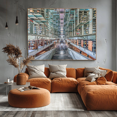 Biblioteca Vasconcelos Fine Art Print, Mexico City. Fine art photograph of Biblioteca Vasconcelos in Mexico City. Architectural wall decor with dramatic lines and grand scale.