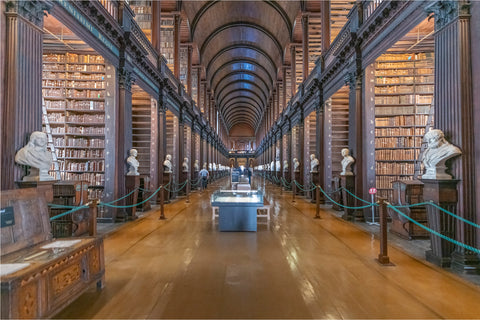 Book of Kells Library in Dublin, Ireland. Framed or unframed photo on multiple paper types
