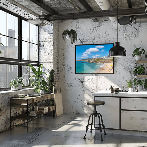 Bronte Beach Puffy Clouds Sydney, Australia. Framed photographs in acrylic, unframed photo for sale. Free shipping in the US.
