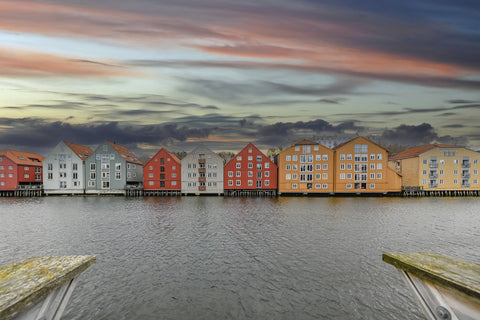 Colorful Houses on the water in Alesund, Norway