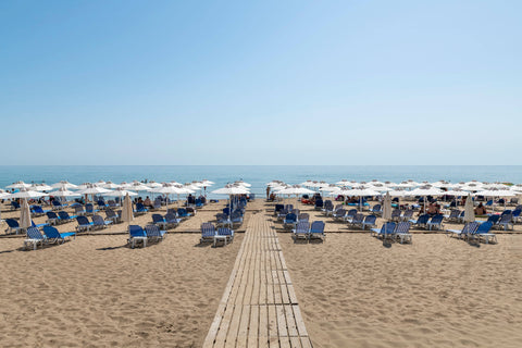 Corfu, Greece Beach Entrance with Umbrellas