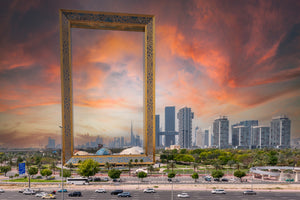 Dubai Skyline through the Dubai Frame