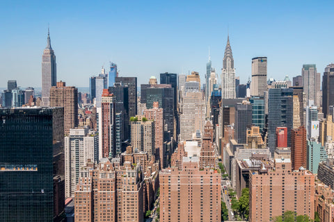 Empire State Building and Chrysler Building by helicopter in New York City