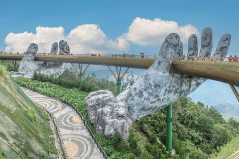 The unique Golden Bridge with hands in DaNang, Vietnam 