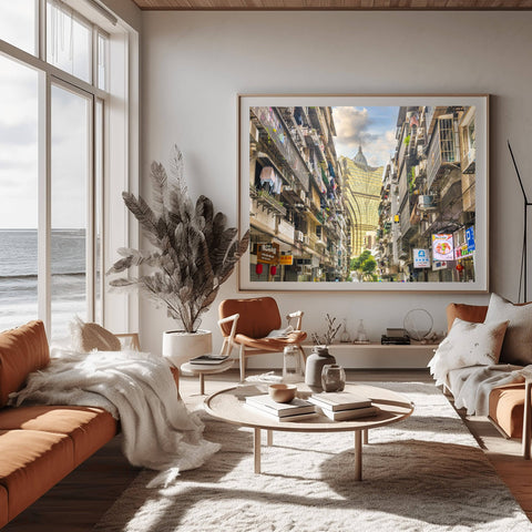 Richard Silver fine art architectural photography of the Grand Lisboa Hotel in Macau, China, featuring the golden lotus-shaped glass skyscraper.