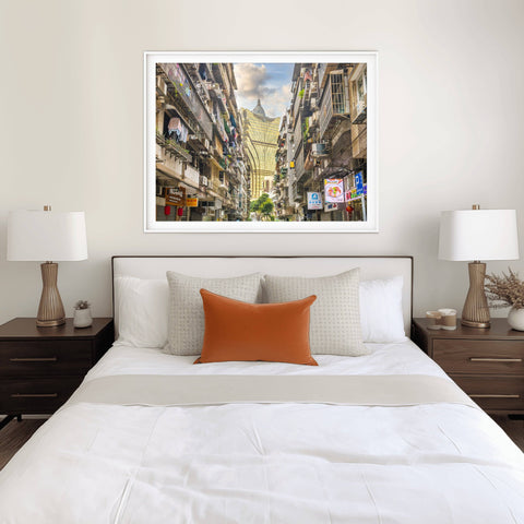 Richard Silver fine art architectural photography of the Grand Lisboa Hotel in Macau, China, featuring the golden lotus-shaped glass skyscraper.