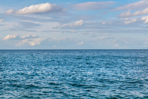 The ocean and sky with a horizon in Havana, Cuba