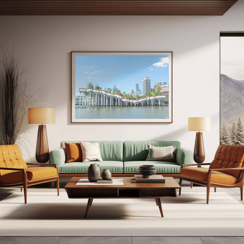 A photograph of Little Island Park on the Hudson River, featuring its unique concrete pod design and lush landscaping.