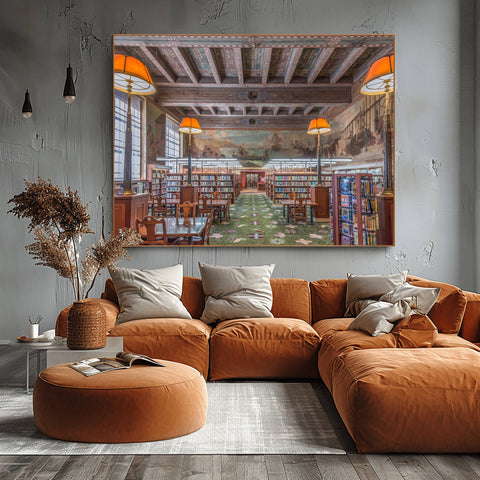 Symmetrical interior of the Los Angeles Central Library Goodhue Building showing the decorative rotunda and Mediterranean-influenced arches