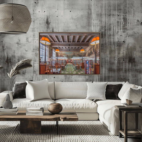 Symmetrical interior of the Los Angeles Central Library Goodhue Building showing the decorative rotunda and Mediterranean-influenced arches