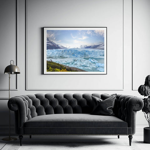 Large scale landscape photograph of the mountains and glaciers in Los Glaciares National Park, Argentina by Richard Silver.