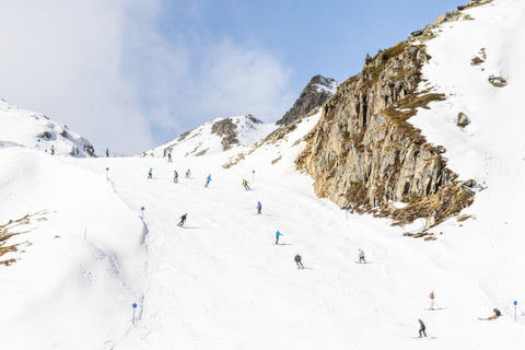 Skiers on Stubai Glacier in Innsbruck, Austria