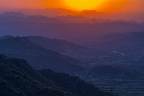 Sunset over the mountains in Lalibela, Ethiopia