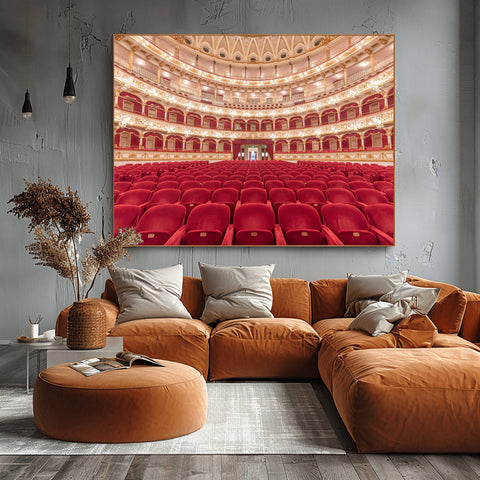 Teatro Petruzzelli Fine Art Print Bari Italy Architecture. Fine art photographic print of Teatro Petruzzelli in Bari, Italy. Elegant opera house wall art showcasing ornate interior space.