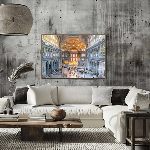 The Hagia Sophia in Istanbul captured with a tilt shift miniature effect, making the massive historic mosque look like a small architectural model.