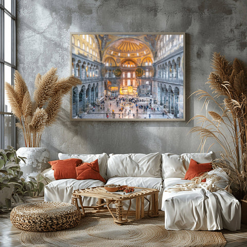 The Hagia Sophia in Istanbul captured with a tilt shift miniature effect, making the massive historic mosque look like a small architectural model.