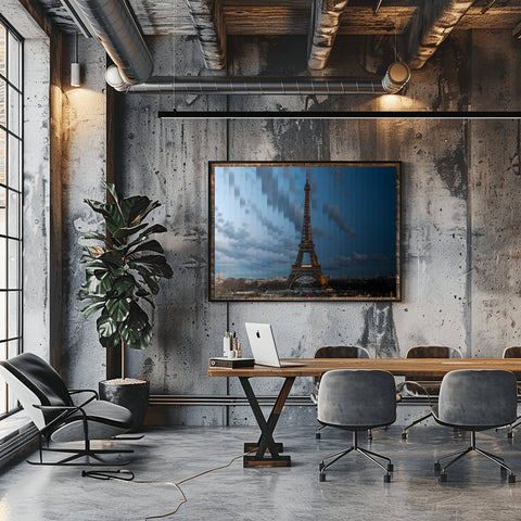 A Time Slice photograph of the Eiffel Tower in Paris, France, showing the sky transitioning from golden hour to the tower's evening illumination.