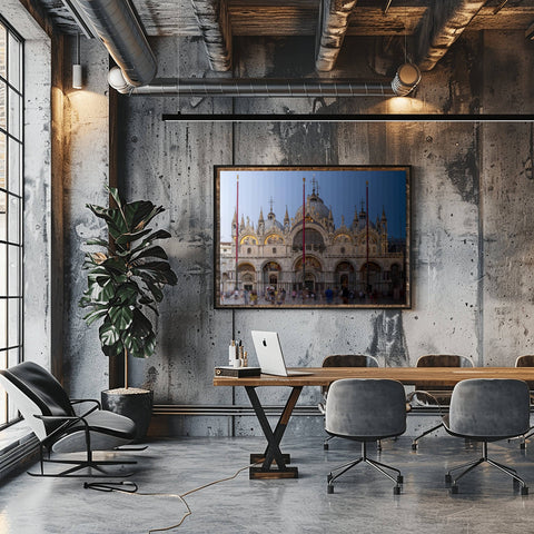 A Time Slice photograph of St. Mark’s Basilica in Venice, Italy, showing the Byzantine architecture transitioning from day to night.