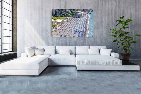 Umbrellas on Amalfi Beach. Framed acrylic photo, unframed photograph for sale with free shipping in the USA