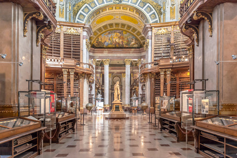 Vienna National Library in Vienna, Austria. Beautiful photo of classical library for sale framed, unframed with free shipping