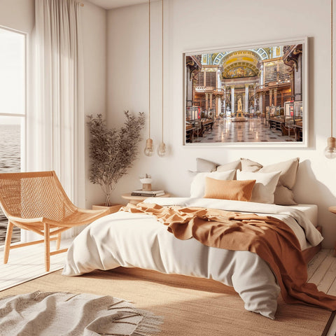 Austrian National Library Fine Art Print Vienna. Elegant fine art photograph of the Austrian National Library in Vienna. Classical library interior wall art rich in history and detail.