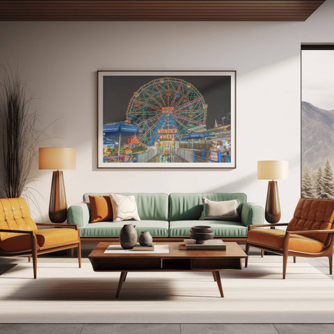 A photograph of the Wonder Wheel ferris wheel at Coney Island in Brooklyn, New York.