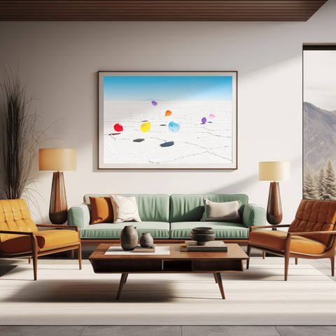 Uyuni Balloons on Salt Flats of Bolivia.  Framed acrylic photo and unframed photo for sale with free shipping in the US
