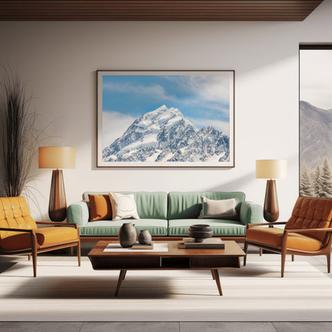 Franz Josef Peak, New Zealand. Framed acrylic photo and unframed photo for sale with free shipping in the US.
