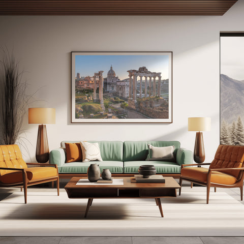 Roman Ruins, Italy in morning. Photo framed in acrylic and unframed photo and free shipping in the USA