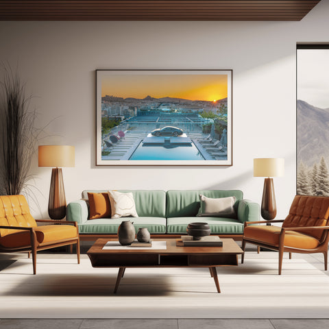 Sunset Grand Hyatt Athens, Greece. Photo framed in acrylic and unframed photo with free shipping in the US