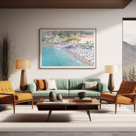 Amalfi Coast Beachfront, Italy. Photo framed in acrylic, unframed photo with free shipping in the US