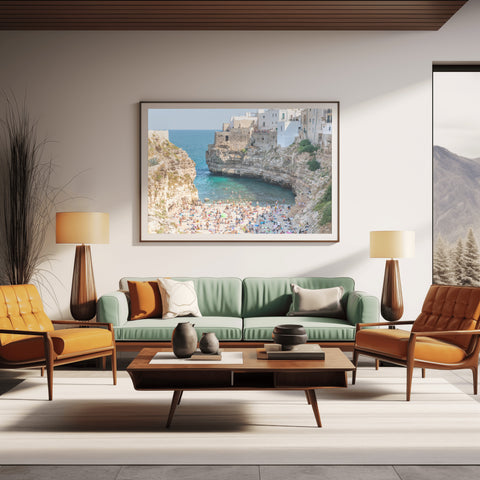 Polignano a Mare, Puglia, Italy. Framed acrylic photo and unframed photograph for sale and free shipping in the US.