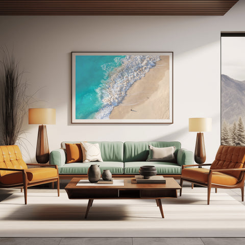 Waves crashing on Penida Beach, Bali Indonesia. Framed acrylic photo, unframed photo for sale, free shipping in the US.
