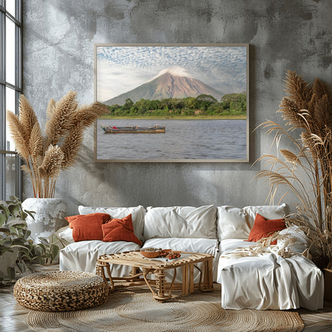 Ometepe Island  Volcano. Framed acrylic photo and unframed photo for sale with free shipping in the USA.