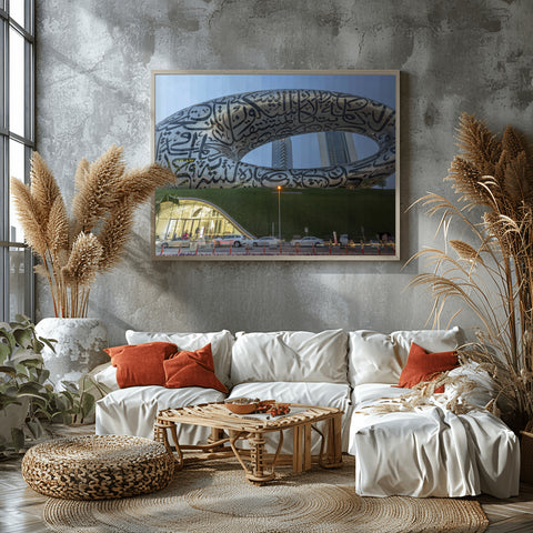 Time Slice the Museum of the Future in Dubai, UAE. Framed acrylic photograph, unframed photo for sale, free shipping  US.