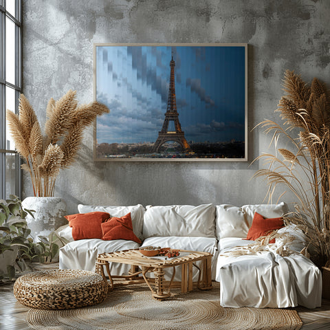 Time Slice Eiffel Tower, Paris, France.  Framed acrylic photograph, unframed photo for sale and free shipping in USA