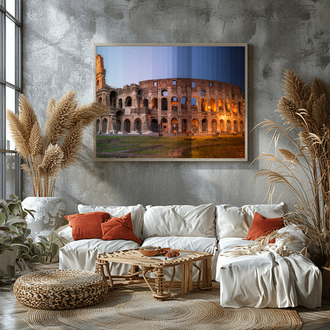 Time Slice Coliseum, Rome, Italy. Framed acrylic photograph, unframed photo for sale and free shipping  US.