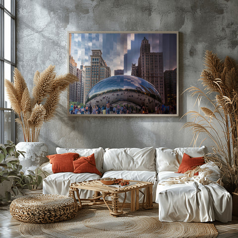 Time Slice The Bean, Chicago. Framed acrylic photograph, unframed photo for sale with free shipping in the US.