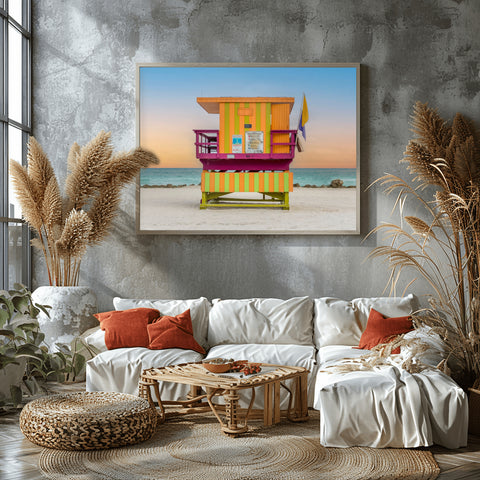 30th St Miami Beach Lifeguard Tower. Framed acrylic photo and unframed photo for sale and free shipping in the US