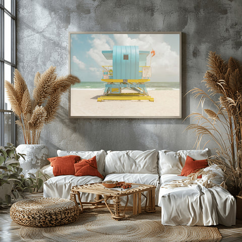 5th St Miami Beach Lifeguard Tower. Framed acrylic photo and unframed photo for sale and free shipping in the US
