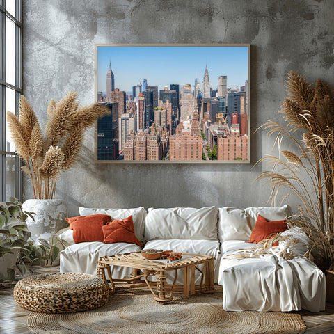 Empire State Building , Chrysler Building, New York City. Framed acrylic photo, unframed photo for sale, free shipping in US.