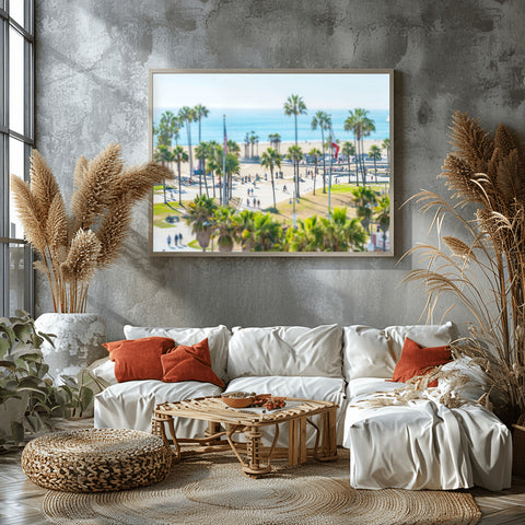 Tilt Shift Venice Beach, Los Angeles. Framed acrylic photo, unframed photo for sale with free shipping in US