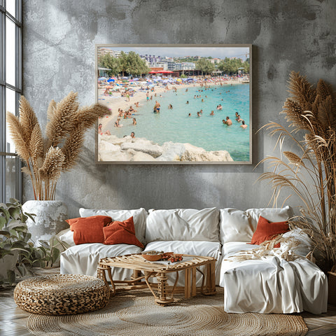 Bacvice Beach in Split, Croatia. Photograph framed in acrylic, unframed photo with free shipping in the USA