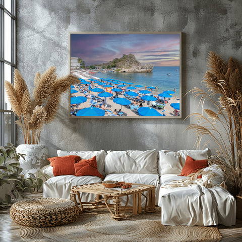 Lido La Dolce Vita, Messina, Italy. Framed acrylic photo, unframed photograph for sale and free shipping in the US