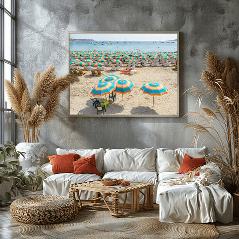 Paradise Bay Beach in Malta. Framed acrylic photo, unframed photograph for sale and free shipping in the US