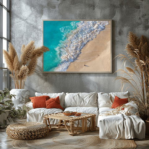Waves crashing on Penida Beach, Bali Indonesia. Framed acrylic photo, unframed photo for sale, free shipping  the USA.